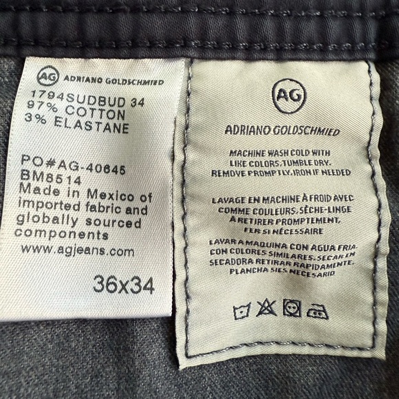 AG Adriano Goldschmied Everett Slim Straight Pants 36x34 Dark Navy - Picture 3 of 10